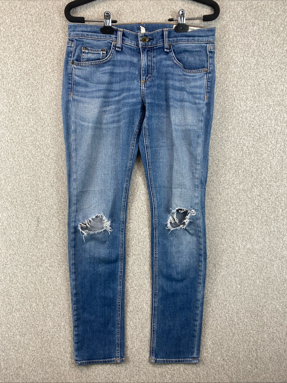 Rag & Bone Skinny Jeans Dre Womens Size 26 Low Rise Distressed Y2K Slim Grunge